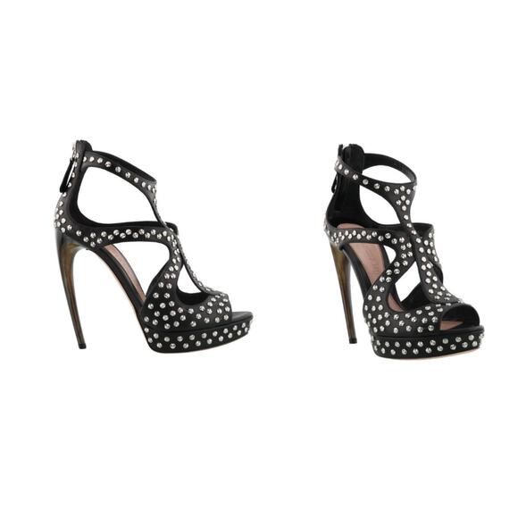 Alexander Mcqueen Studded leather cage Bowed Heel Sandals Pumps Sz 38 NIB 2,890 - Picture 1 of 14